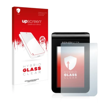 Front side of a product packaging with the brand logo upscreen. Next to it is the device REINER SCT tanJack deluxe shown with 