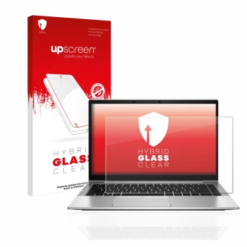 Front side of a product packaging with the brand logo upscreen. Next to it is the device HP EliteBook 840 G8 shown with the co