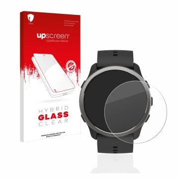 Front side of a product packaging with the brand logo upscreen. Next to it is the device Suunto 5 Peak shown with the correspo