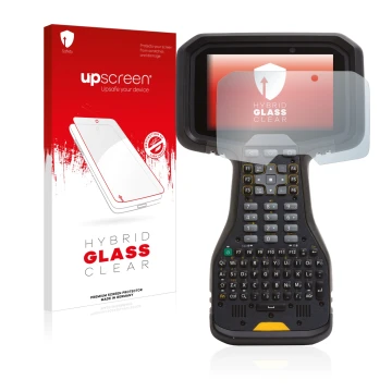 Front side of a product packaging with the brand logo upscreen. Next to it is the device Trimble TSC5 shown with the correspon