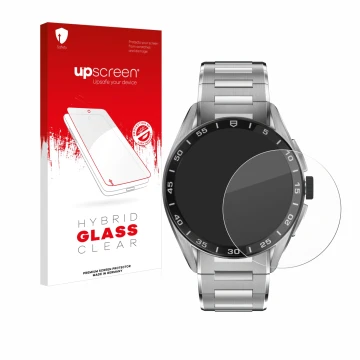 Front side of a product packaging with the brand logo upscreen. Next to it is the device TAG Heuer Connected Calibre E4 (45 mm