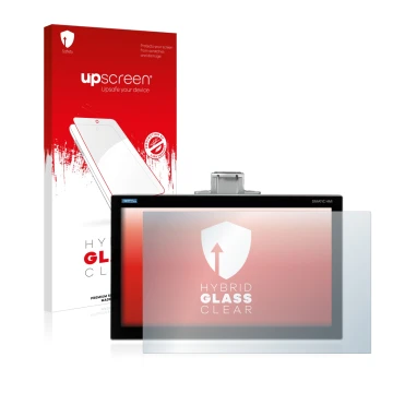 Front side of a product packaging with the brand logo upscreen. Next to it is the device Siemens Simatic HMI TP1200 Comfort Pr