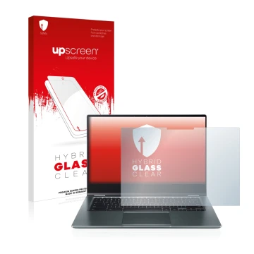 Front side of a product packaging with the brand logo upscreen. Next to it is the device Acer Chromebook Spin 514 shown with t