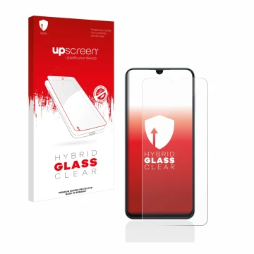 Front side of a product packaging with the brand logo upscreen. Next to it is the device Samsung Galaxy A13 shown with the cor