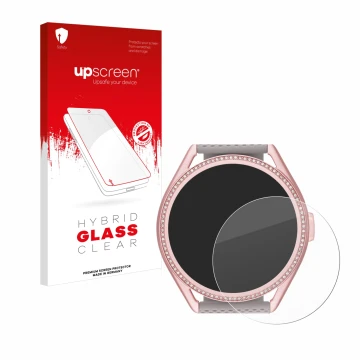 Front side of a product packaging with the brand logo upscreen. Next to it is the device Michael Kors Access MKGO Gen 5E MKT 5