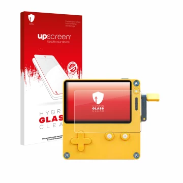 Front side of a product packaging with the brand logo upscreen. Next to it is the device Panic Playdate shown with the corresp