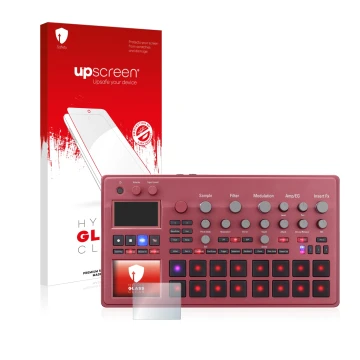 Front side of a product packaging with the brand logo upscreen. Next to it is the device KORG electribe Sampler shown with the