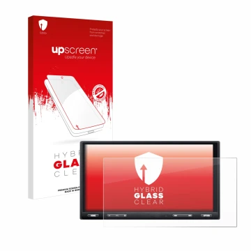Front side of a product packaging with the brand logo upscreen. Next to it is the device Sony XAV-AX5650 shown with the corres