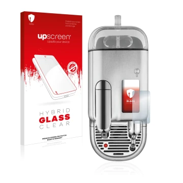 Front side of a product packaging with the brand logo upscreen. Next to it is the device Sage Nespresso Creatista Pro shown wi