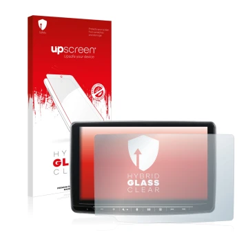 Front side of a product packaging with the brand logo upscreen. Next to it is the device Alpine INE-F904DC shown with the corr