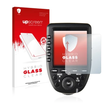Front side of a product packaging with the brand logo upscreen. Next to it is the device Godox XPro shown with the correspondi