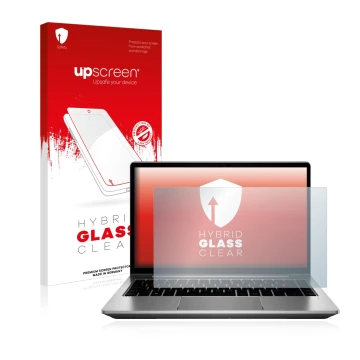 Front side of a product packaging with the brand logo upscreen. Next to it is the device HP ProBook 640 G8 shown with the corr