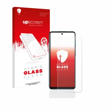 Front side of a product packaging with the brand logo upscreen. Next to it is the device Motorola Moto G42 shown with the corr