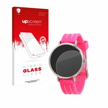 Front side of a product packaging with the brand logo upscreen. Next to it is the device Kiddus Children's Learning Watch show