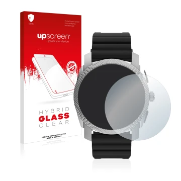 Front side of a product packaging with the brand logo upscreen. Next to it is the device Fossil Gen 6 Hybrid Machine (45mm) sh