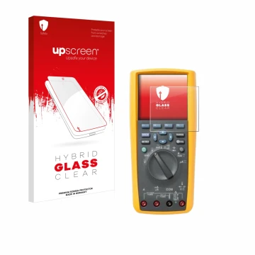 Front side of a product packaging with the brand logo upscreen. Next to it is the device Fluke 287 shown with the correspondin