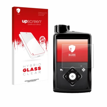 Front side of a product packaging with the brand logo upscreen. Next to it is the device Medtronic Minimed 780G shown with the