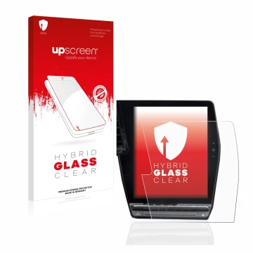 Front side of a product packaging with the brand logo upscreen. Next to it is the device Renault Megane E-Tech openR Link 12