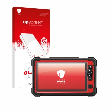 Front side of a product packaging with the brand logo upscreen. Next to it is the device Launch X-431 CRP919E shown with the c