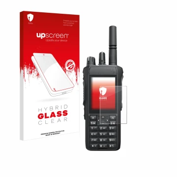 Front side of a product packaging with the brand logo upscreen. Next to it is the device Motorola R7 shown with the correspond