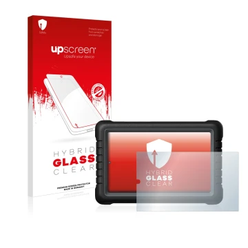 Front side of a product packaging with the brand logo upscreen. Next to it is the device Launch X-431 PROS V 8