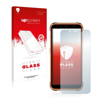 Front side of a product packaging with the brand logo upscreen. Next to it is the device Ulefone Power Armor 16 Pro shown with