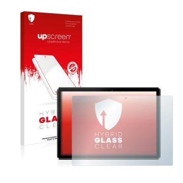 Front side of a product packaging with the brand logo upscreen. Next to it is the device Pritom M10 10.1