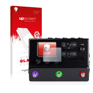 Front side of a product packaging with the brand logo upscreen. Next to it is the device Line 6 hx stomp shown with the corres
