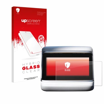 Front side of a product packaging with the brand logo upscreen. Next to it is the device Tesla Model X Plaid 2023 (Back displa