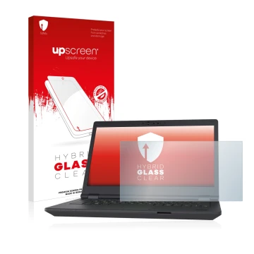 Front side of a product packaging with the brand logo upscreen. Next to it is the device Fujitsu Lifebook E5411 shown with the