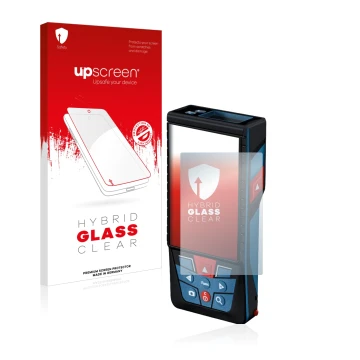 Front side of a product packaging with the brand logo upscreen. Next to it is the device Bosch GLM 150-27c shown with the corr
