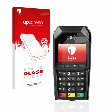 Front side of a product packaging with the brand logo upscreen. Next to it is the device ingenico Desk/1600 shown with the cor