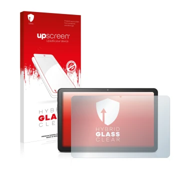 Front side of a product packaging with the brand logo upscreen. Next to it is the device Doro Tablet 10.4