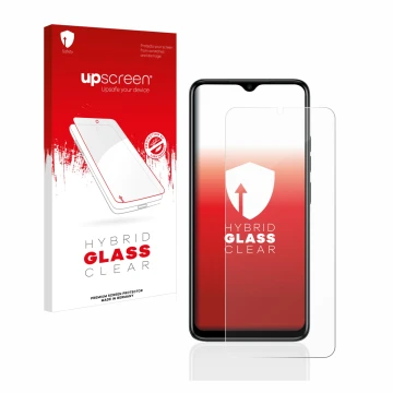 Front side of a product packaging with the brand logo upscreen. Next to it is the device Tecno Spark Go 2023 shown with the co