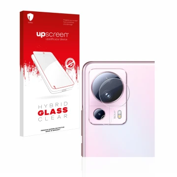 Front side of a product packaging with the brand logo upscreen. Next to it is the device Xiaomi 13 Lite (ONLY Camera Lens) sho