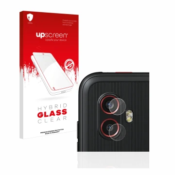 Front side of a product packaging with the brand logo upscreen. Next to it is the device Samsung Galaxy XCover 6 Pro Enterpris