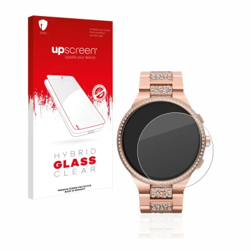 Front side of a product packaging with the brand logo upscreen. Next to it is the device Michael Kors Camille Gen 6 MKT5147 sh