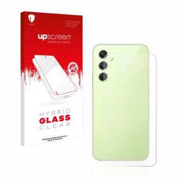 Front side of a product packaging with the brand logo upscreen. Next to it is the device Samsung Galaxy A54 5G (Back) shown wi