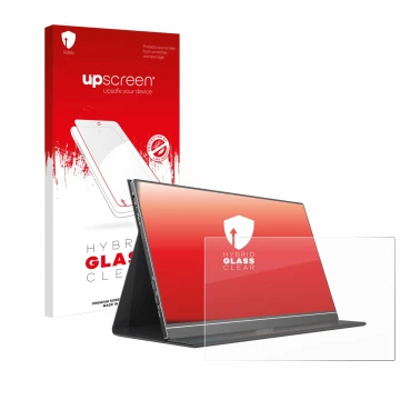 Front side of a product packaging with the brand logo upscreen. Next to it is the device Arzopa S1 Table 15.6