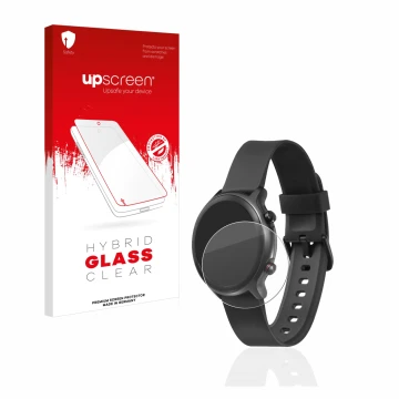 Front side of a product packaging with the brand logo upscreen. Next to it is the device Doro Watch shown with the correspondi