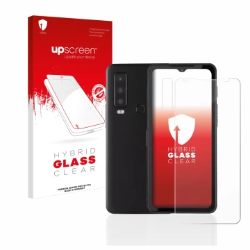 Front side of a product packaging with the brand logo upscreen. Next to it is the device Caterpillar Cat S75 (Front+Camera) sh