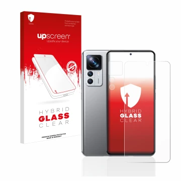Front side of a product packaging with the brand logo upscreen. Next to it is the device Xiaomi 12T Pro (Front+Camera) shown w