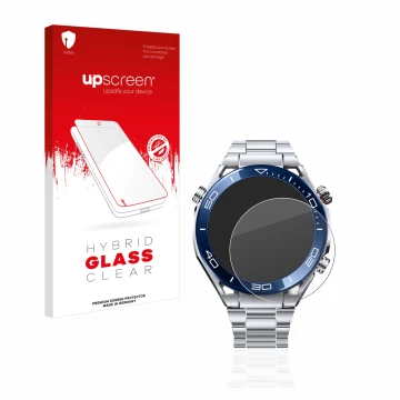 Front side of a product packaging with the brand logo upscreen. Next to it is the device Huawei Watch Ultimate (48.5 mm) shown