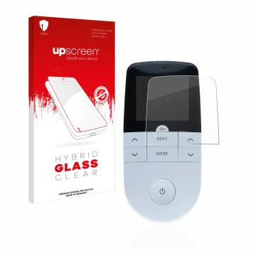 Front side of a product packaging with the brand logo upscreen. Next to it is the device Beurer EM 49 Digital TENS/EMS shown w