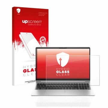 Front side of a product packaging with the brand logo upscreen. Next to it is the device HP ProBook 450 G10 shown with the cor