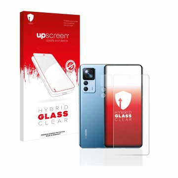Front side of a product packaging with the brand logo upscreen. Next to it is the device Xiaomi 12T (Front+Camera) shown with 