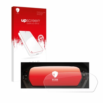 Front side of a product packaging with the brand logo upscreen. Next to it is the device Audi A3 2023 Virtual cockpit Plus sho