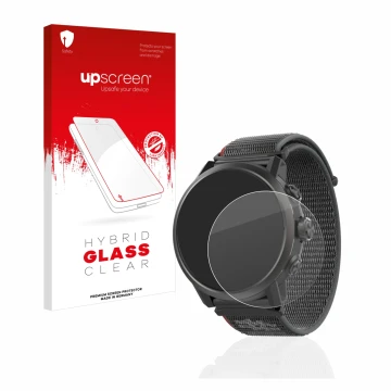 Front side of a product packaging with the brand logo upscreen. Next to it is the device Coros Apex 2 shown with the correspon