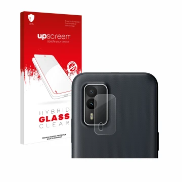 Front side of a product packaging with the brand logo upscreen. Next to it is the device Nokia XR21 (ONLY Camera Lens) shown w