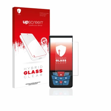 Front side of a product packaging with the brand logo upscreen. Next to it is the device Bosch GLM 100-25c shown with the corr